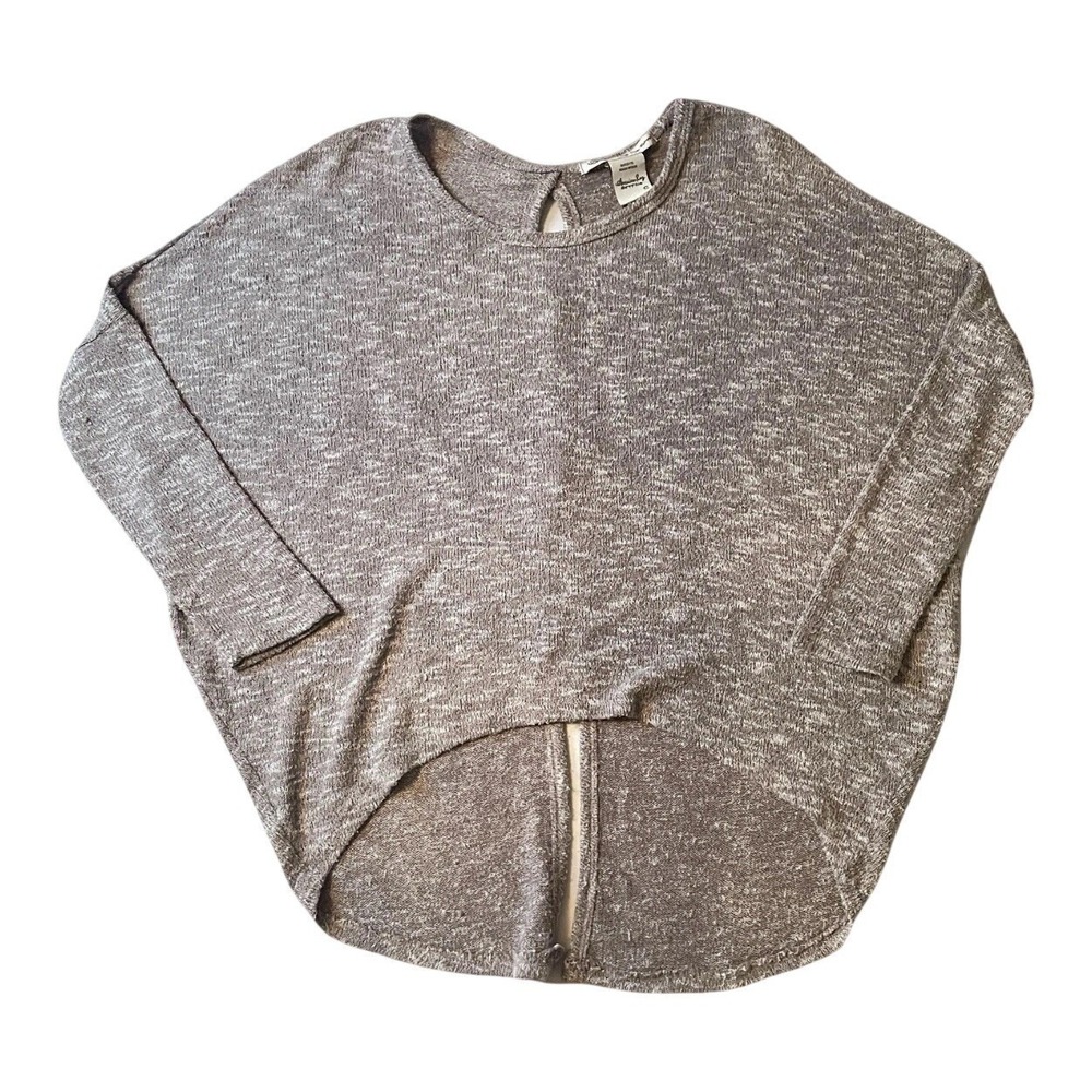 American Rag Marled Knit Top Womens Small Oversized Button Back Dolman Gray